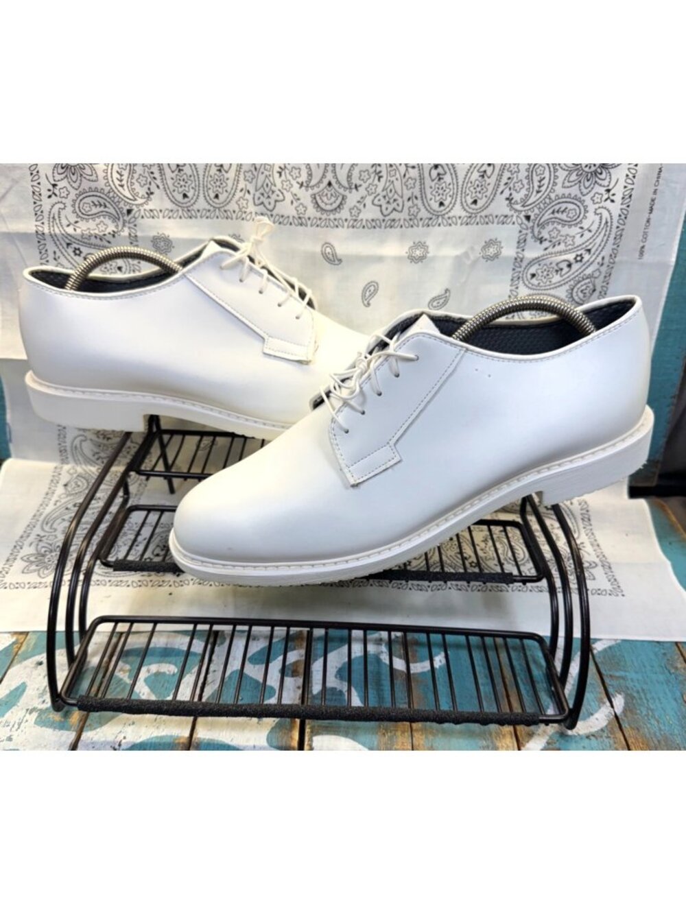 NEW 2019 BATES LITES DRESS UNIFORM WHITE OXFORD SHOES MENS Sz 12D ****FLAW****
